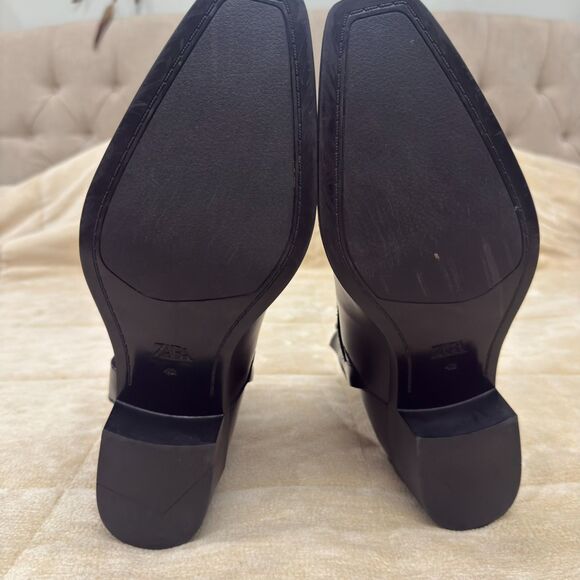 Zara Black Leather Boots Mens Size 9 main image 4